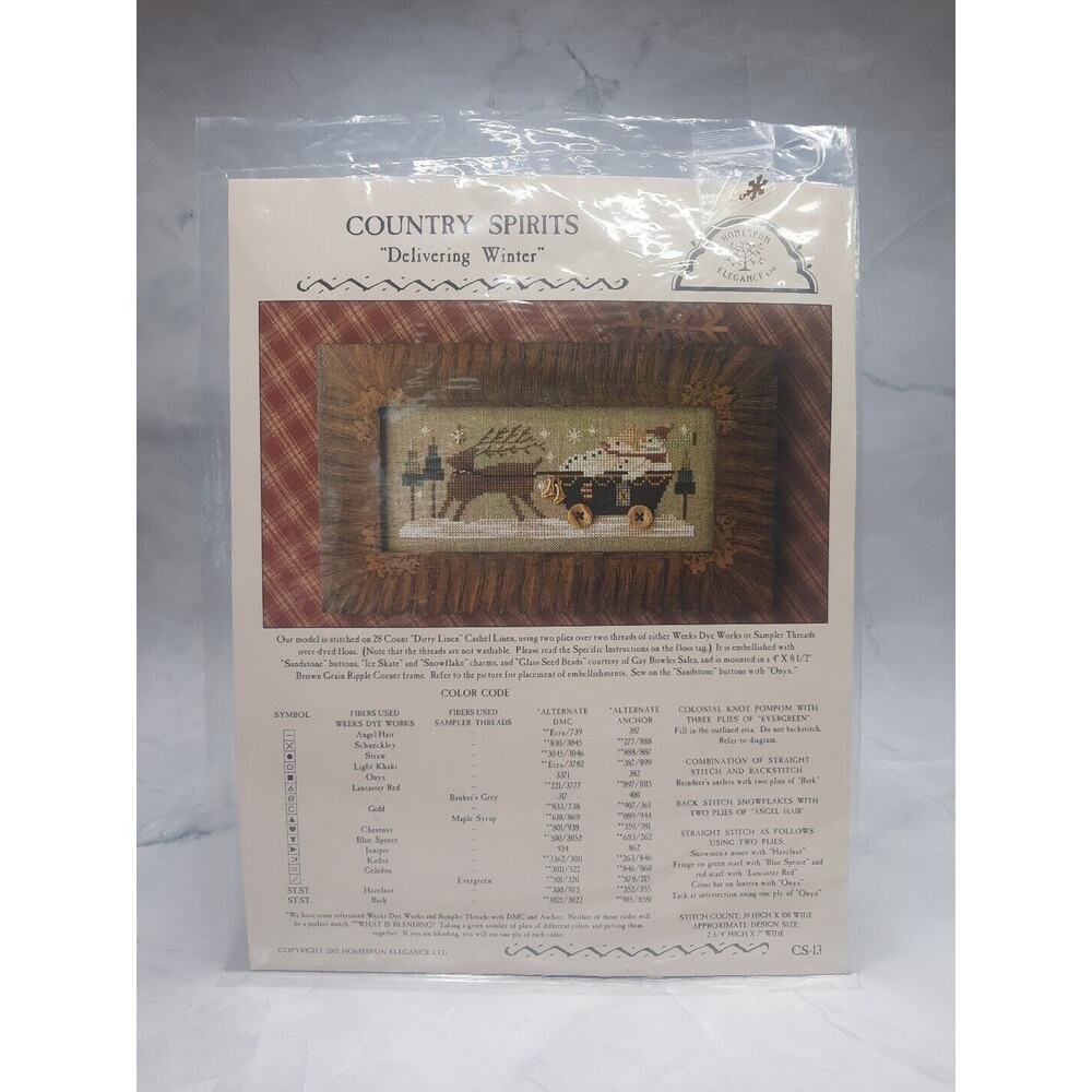 Homespun Elegance Country Spirits Cross Stitch Pattern Delivering Winter